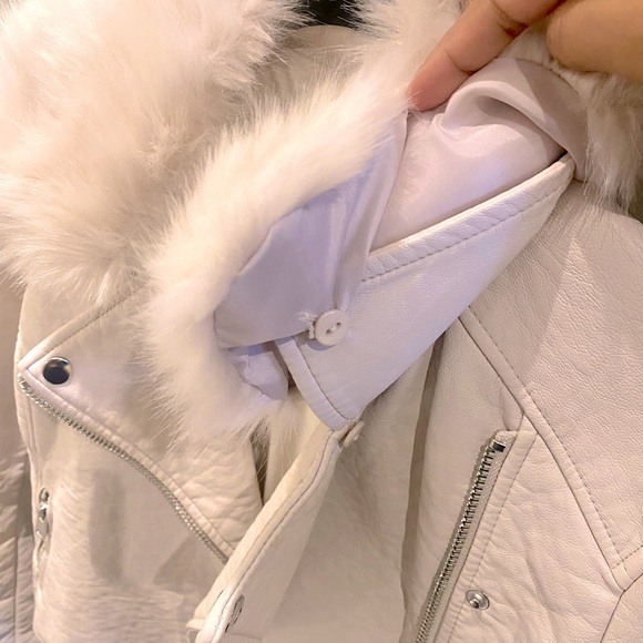 Cream Leather Jacket - Picture 5 of 7